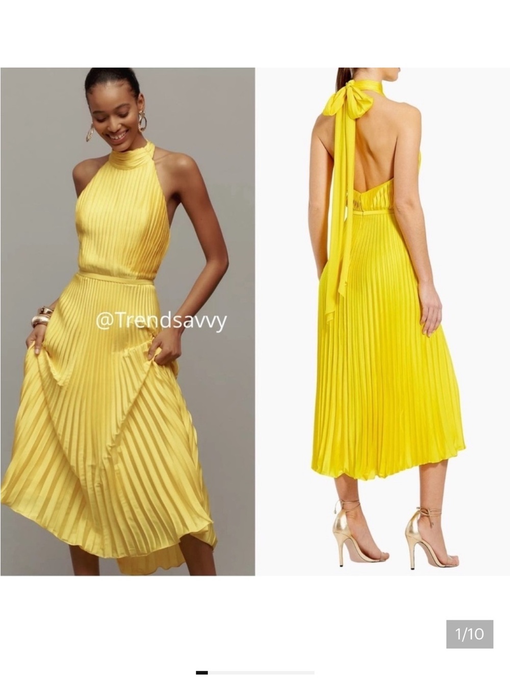 ANTHROPOLOGIE Mac Duggal Sleeveless Halter Bow Pleated A-Line Midi Dress 8 NWT
